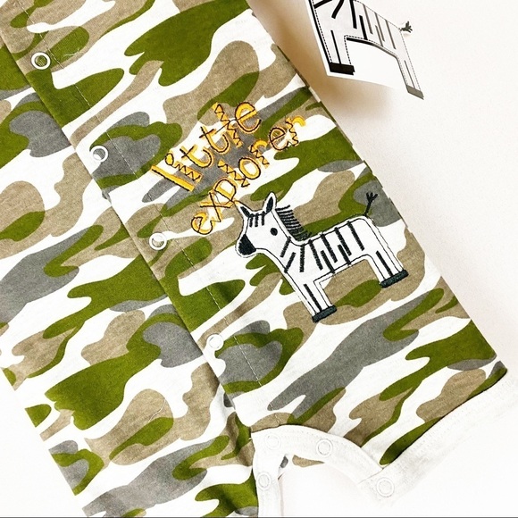 NWT CJP Baby Boy’s Camo Zebra Romper - Picture 2 of 5